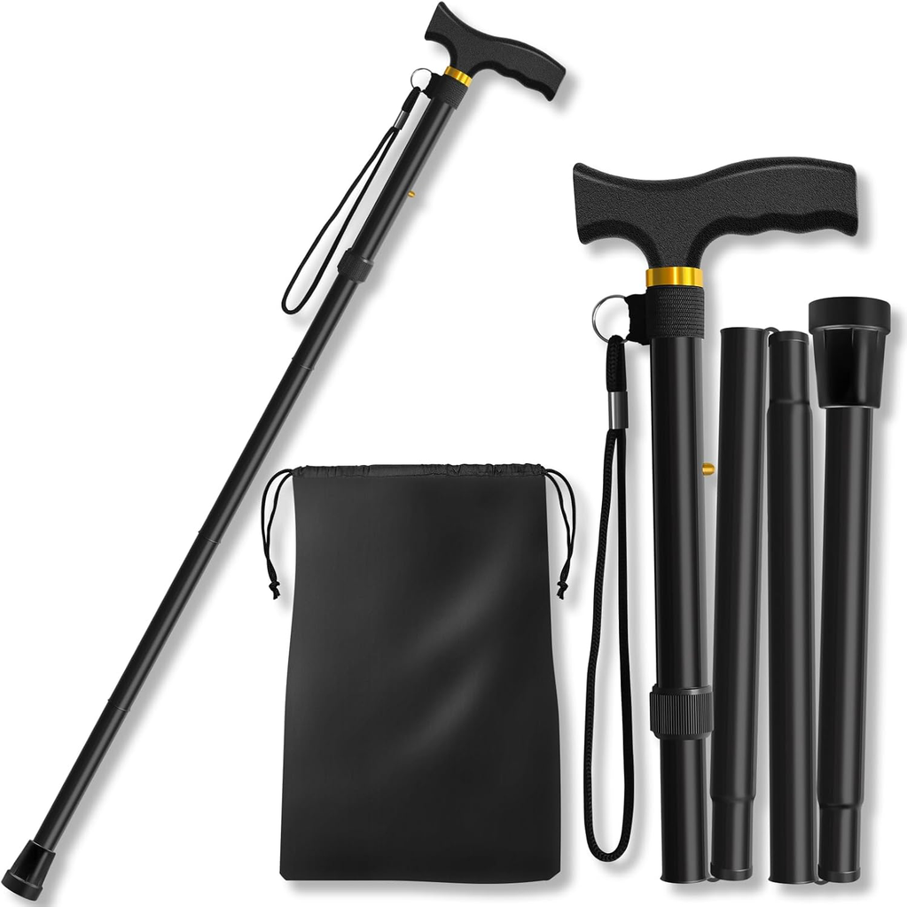 Bastón plegable, bastones para caminar con altura ajustable